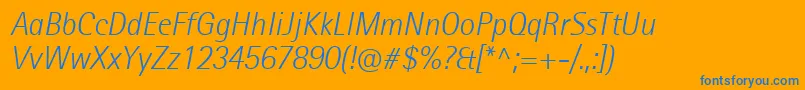RotisIiSansProLightItalic Font – Blue Fonts on Orange Background