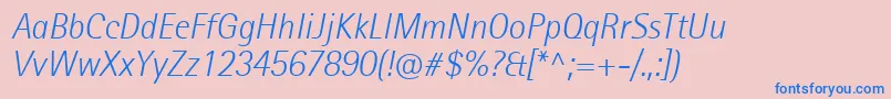 RotisIiSansProLightItalic Font – Blue Fonts on Pink Background