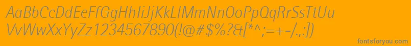 RotisIiSansProLightItalic Font – Gray Fonts on Orange Background