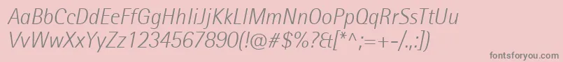 RotisIiSansProLightItalicフォントについての詳細 フォントRotisIiSansProLightItalic – ピンクの背景に灰色の文字