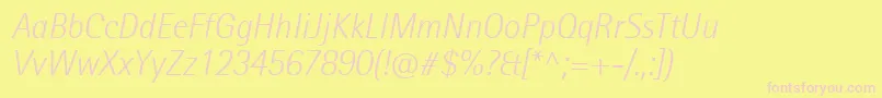RotisIiSansProLightItalic Font – Pink Fonts on Yellow Background