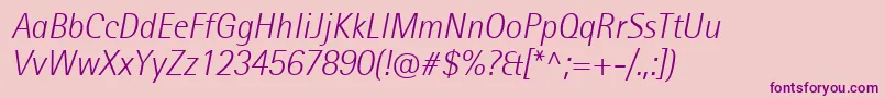 RotisIiSansProLightItalic Font – Purple Fonts on Pink Background
