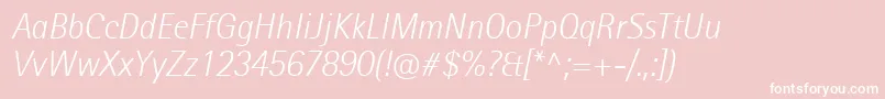 RotisIiSansProLightItalic-Schriftart – Weiße Schriften auf rosa Hintergrund