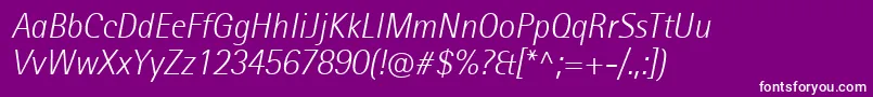 RotisIiSansProLightItalic Font – White Fonts on Purple Background