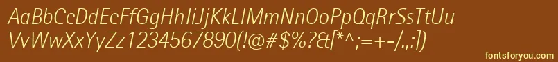 More about RotisIiSansProLightItalic Font RotisIiSansProLightItalic Font – Yellow Fonts on Brown Background