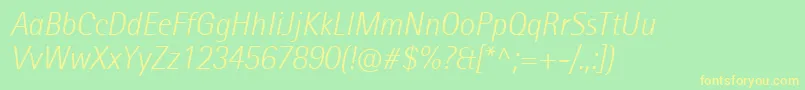 RotisIiSansProLightItalic Font – Yellow Fonts on Green Background