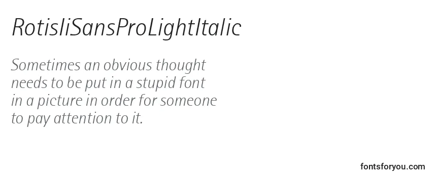Review of the RotisIiSansProLightItalic Font