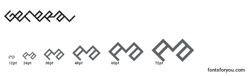 sizes of general font, general sizes