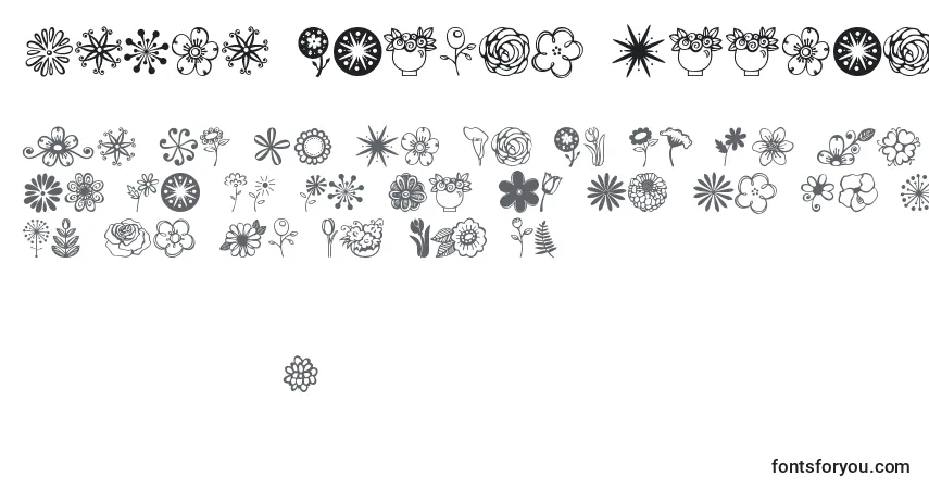 Schriftart Janda Flower Doodles – Alphabet, Zahlen, spezielle Symbole
