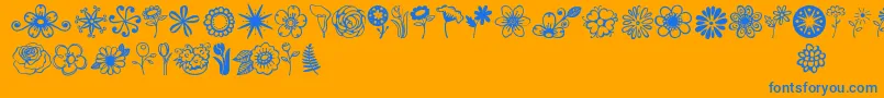 fuente Janda Flower Doodles – Fuentes Azules Sobre Fondo Naranja