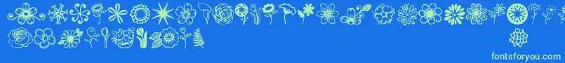 Police Janda Flower Doodles – polices vertes sur fond bleu