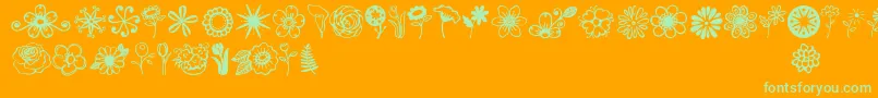 Janda Flower Doodles Font – Green Fonts on Orange Background