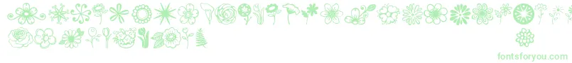 Fonte Janda Flower Doodles – fontes verdes em um fundo branco