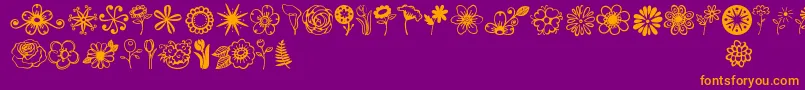 Janda Flower Doodles Font – Orange Fonts on Purple Background