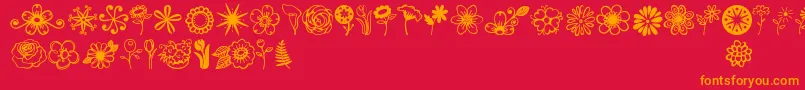 Janda Flower Doodles Font – Orange Fonts on Red Background