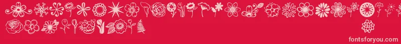 fuente Janda Flower Doodles – Fuentes Rosadas Sobre Fondo Rojo