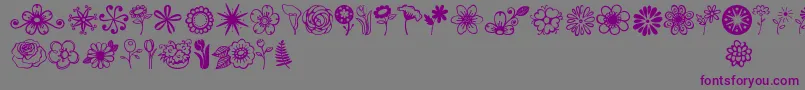 Шрифт Janda Flower Doodles – фиолетовые шрифты на сером фоне