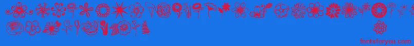 Janda Flower Doodles Font – Red Fonts on Blue Background