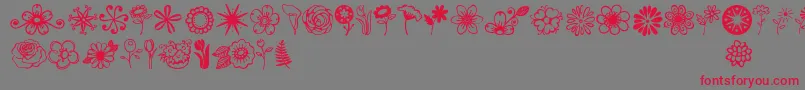 Janda Flower Doodles-Schriftart – Rote Schriften auf grauem Hintergrund