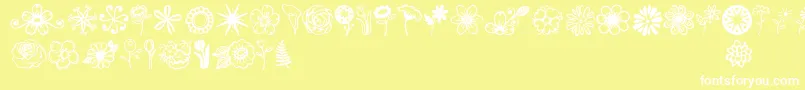 Janda Flower Doodles-Schriftart – Weiße Schriften auf gelbem Hintergrund