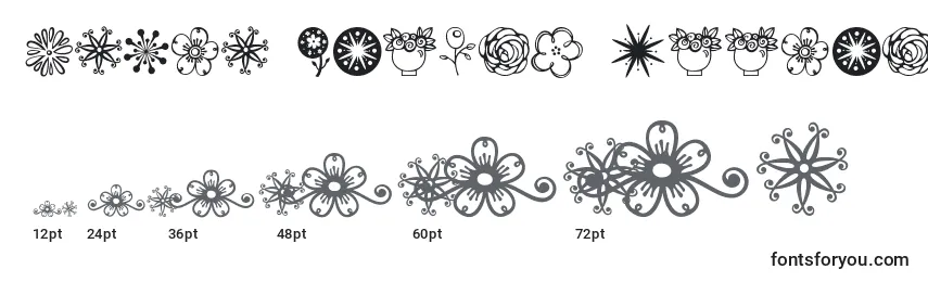 Janda Flower Doodles-fontin koot