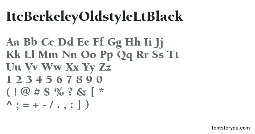 A fonte ItcBerkeleyOldstyleLtBlack – alfabeto, números, caracteres especiais