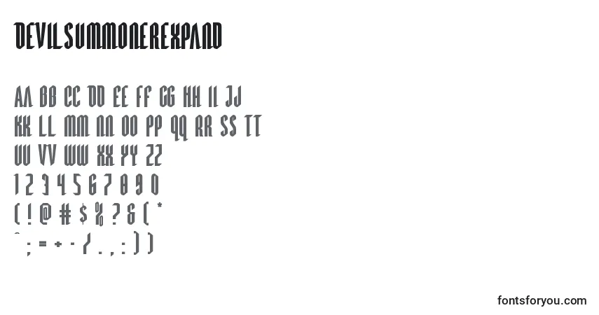 Шрифт Devilsummonerexpand – алфавит, цифры, специальные символы