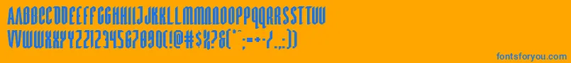 Devilsummonerexpand-Schriftart – Blaue Schriften auf orangefarbenem Hintergrund