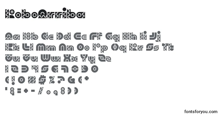 A fonte RoboArriba – alfabeto, números, caracteres especiais