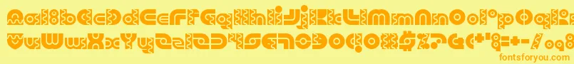 フォントRoboArriba – オレンジの文字が黄色の背景にあります。