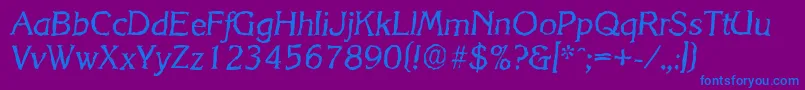 KorinthrandomItalic-Schriftart – Blaue Schriften auf violettem Hintergrund