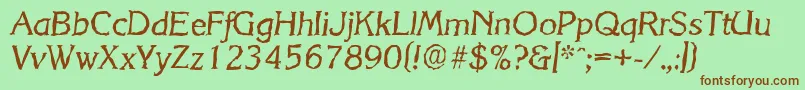 Fonte KorinthrandomItalic – fontes marrons em um fundo verde