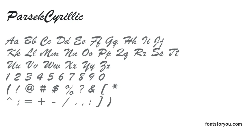 Шрифт ParsekCyrillic – алфавит, цифры, специальные символы