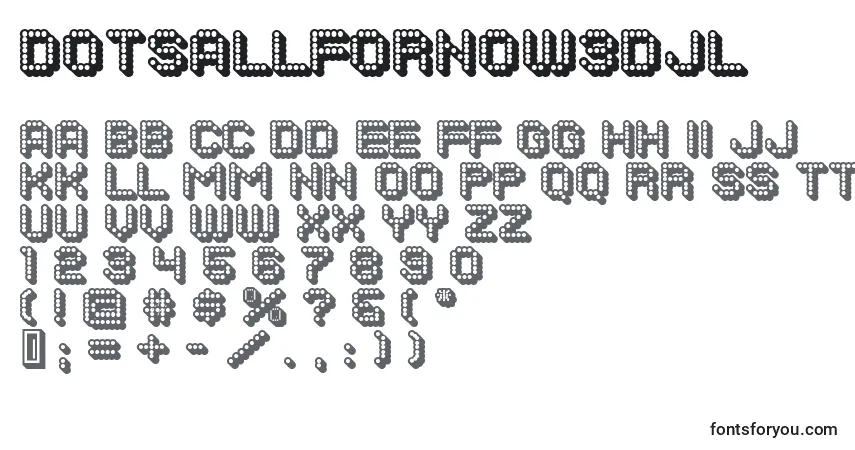 A fonte DotsAllForNow3DJl – alfabeto, números, caracteres especiais