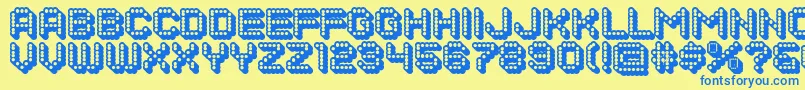 Fonte DotsAllForNow3DJl – fontes azuis em um fundo amarelo