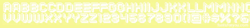 DotsAllForNow3DJl Font – White Fonts on Yellow Background