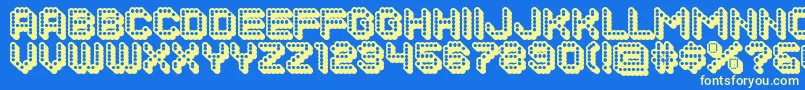 DotsAllForNow3DJl Font – Yellow Fonts on Blue Background