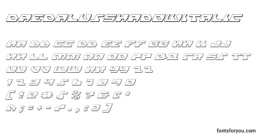 A fonte DaedalusShadowItalic – alfabeto, números, caracteres especiais