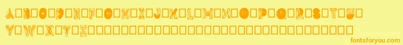 フォントDmesh – オレンジの文字が黄色の背景にあります。