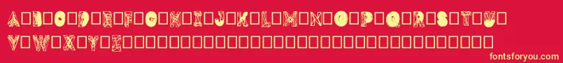 Dmesh-Schriftart – Gelbe Schriften auf rotem Hintergrund