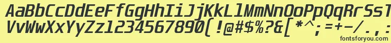 UnispaceBdIt Font – Black Fonts on Yellow Background