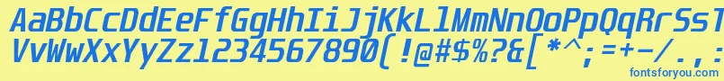 UnispaceBdIt Font – Blue Fonts on Yellow Background