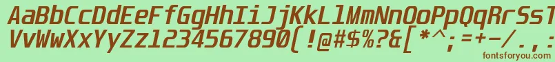 UnispaceBdIt Font – Brown Fonts on Green Background