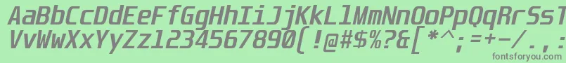 フォントUnispaceBdIt – 緑の背景に灰色の文字