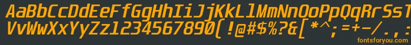 フォントUnispaceBdIt – 黒い背景にオレンジの文字