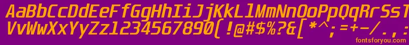 フォントUnispaceBdIt – 紫色の背景にオレンジのフォント