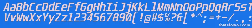 フォントUnispaceBdIt – ピンクの文字、青い背景