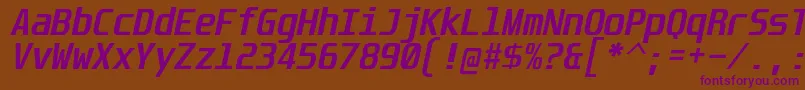 UnispaceBdIt Font – Purple Fonts on Brown Background