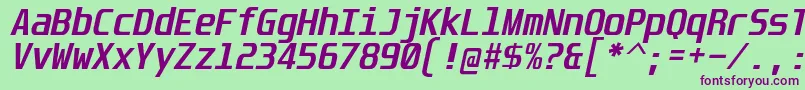 UnispaceBdIt Font – Purple Fonts on Green Background