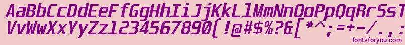 UnispaceBdIt Font – Purple Fonts on Pink Background